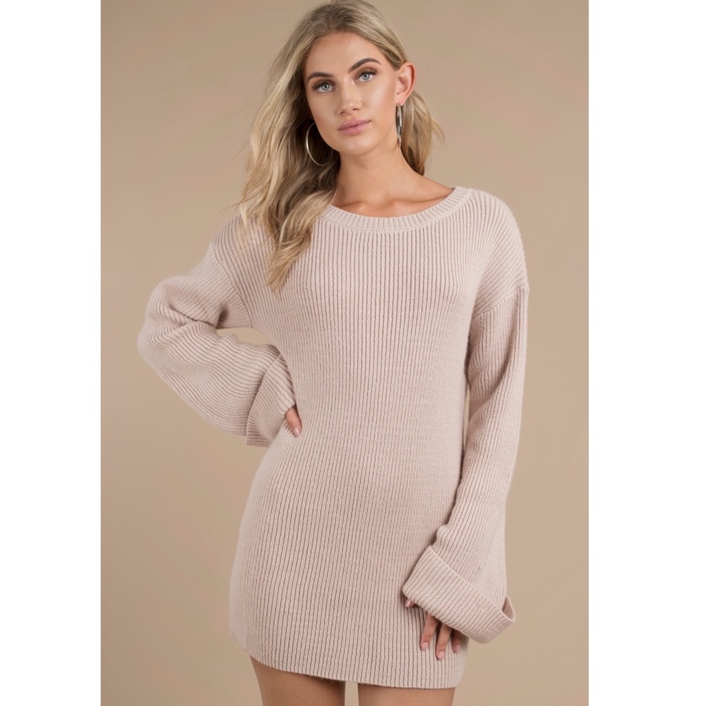 Nude color sweater dress